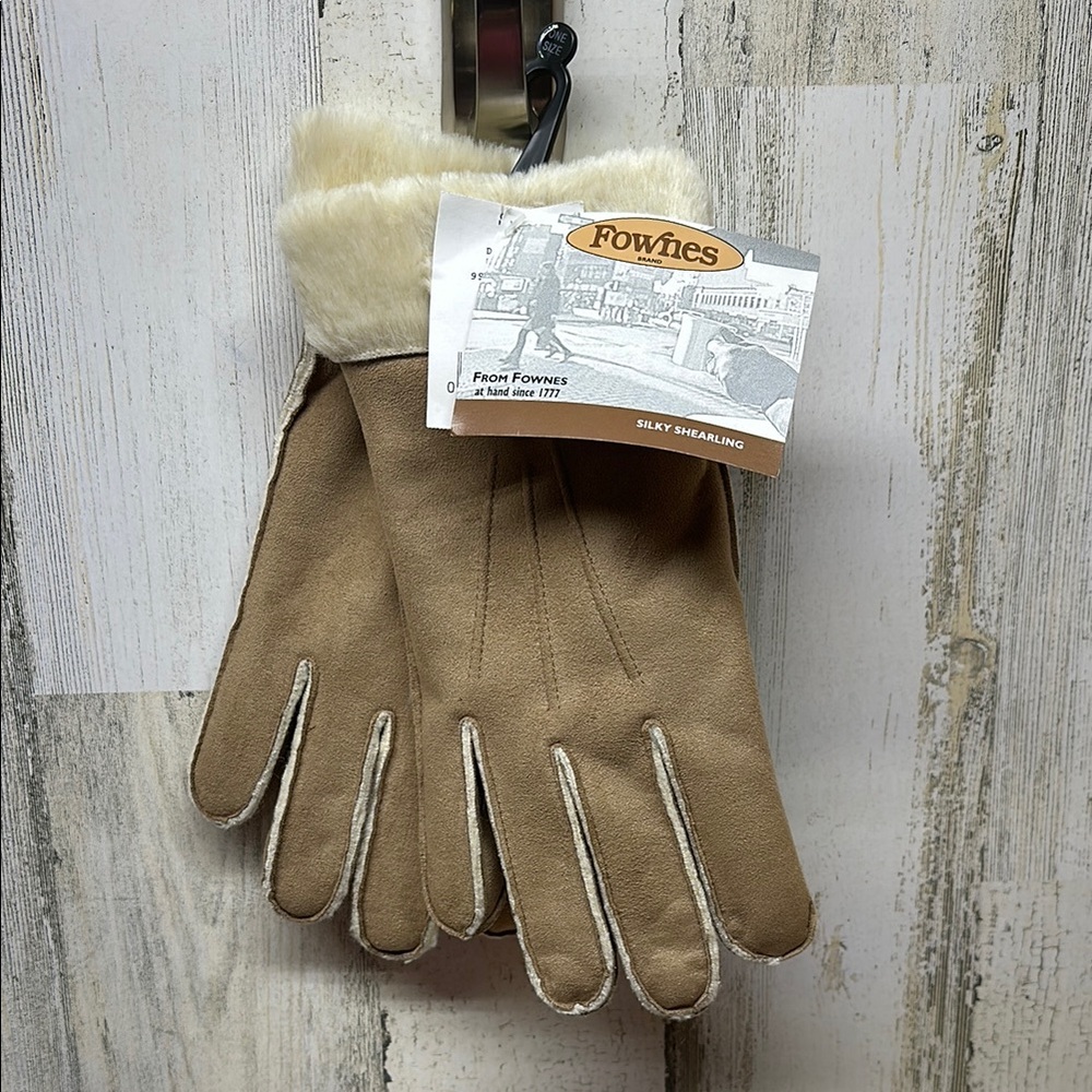 Fownes Shearling Trim Gloves Vintage